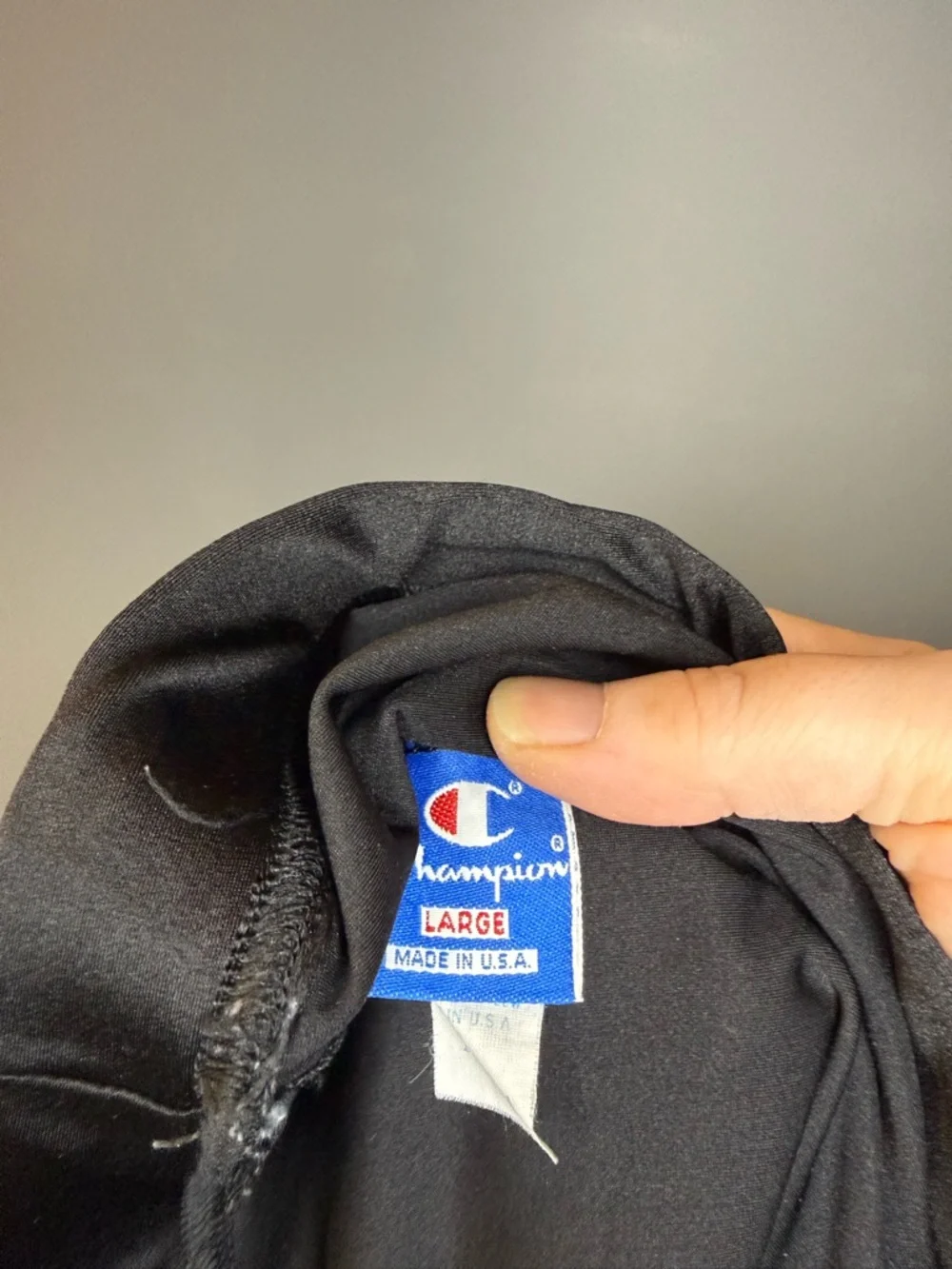 Champion Black Leggings with Checkerboard Side Panel and Blue Script - Picture 2 of 4